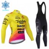 Set Fietsshirt Lange Mouw + Lange Koersbroek 2024 Tarteletto Isorex Winter Thermal Fleece Geel